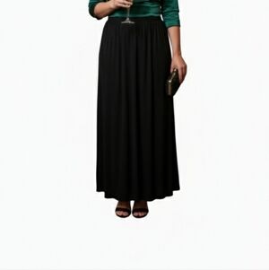 Ninety Woman Black Maxi Skirt Size 1XL New With Tags Pull On Elastic Waist